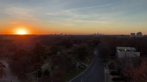 St. Louis Forest Park at Sunset Stock Footage