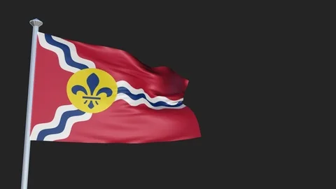 St. Louis Missouri - Loopable 3D flag animation with Alpha Channel and Transp 스톡 동영상 91053490