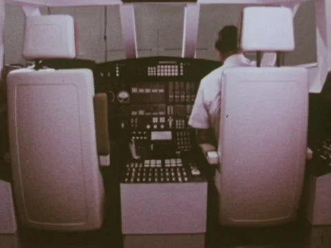 St. Louis, MO - 5/20/71: Engineers in model of shuttle Stock Footage 233725749