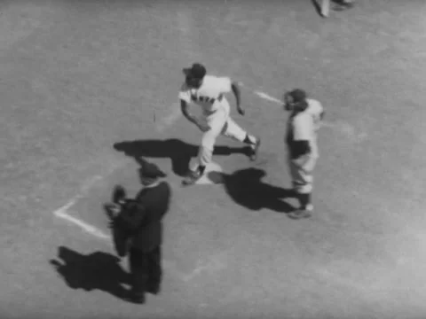 St. Louis, MO - 7-9-57 - Gus Bell doubles off Early Wynn in All-Star Game Stock Footage 232162333