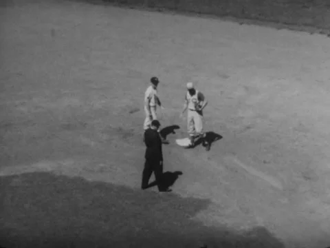 St. Louis, MO - 7/7/57: Stan Musial out, Al Dark advances to second base Stock Footage 233121023