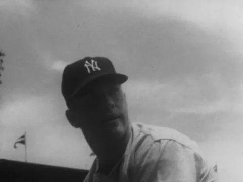 St. Louis, MO - 7/9/57: Mickey Mantle swings Stock Footage 232162352