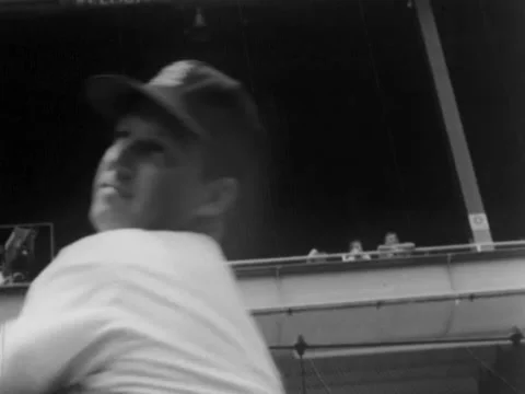 St. Louis, MO - 7/9/57: Stan Musial swings, fans cheer Stock Footage 232162379