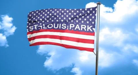 St. louis park, 3D rendering, city flag with stars and stripes Stock Illustration
