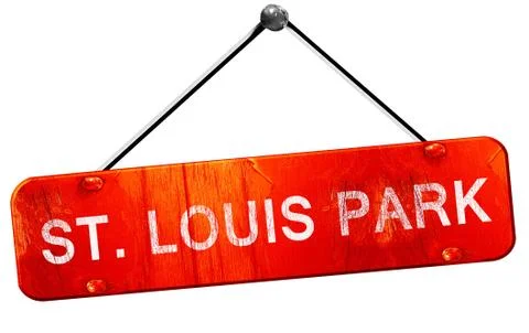 St. louis park, 3D rendering, a red hanging sign Ilustración de archivo