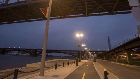 St. Louis Riverfront Trail Evening Hyperlapse Stock Footage 78622464