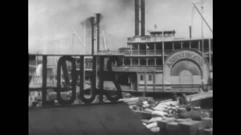 St. Louis is shown to be a major stop for pioneers migrating west in the 1800s Stock Footage 152662552