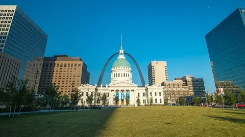 St Louis time lapse clear day 4k 1080p Stock Footage 77634327