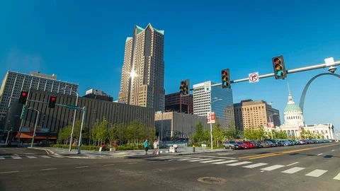 St Louis Time Lapse of Traffic 4K 1080p Stock Footage 77634330