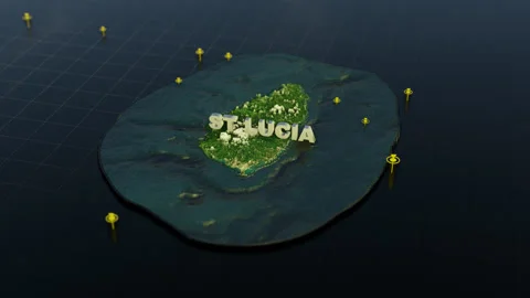 ST Lucia 3D Map With Animation Stock Footage 310058927
