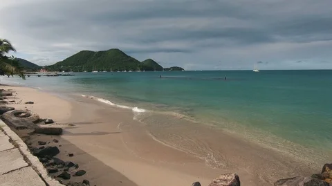 St. lucia empty tropical beach in Caribbean sea Vidéo 103114951