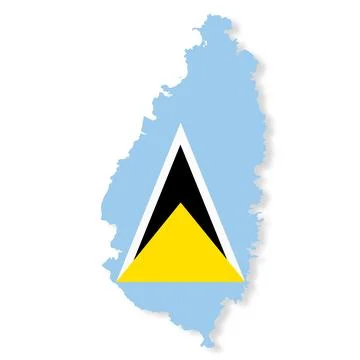 St Lucia flag map with clipping path 3d illustration Stock Illustration