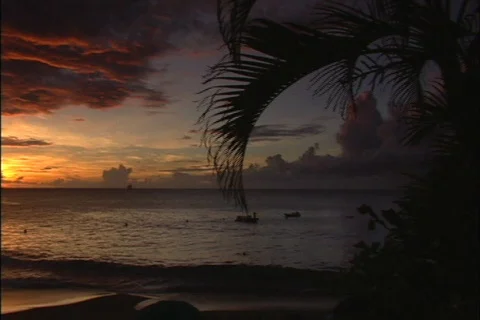 St. Lucian Beach at Sunset Stock Footage 419807