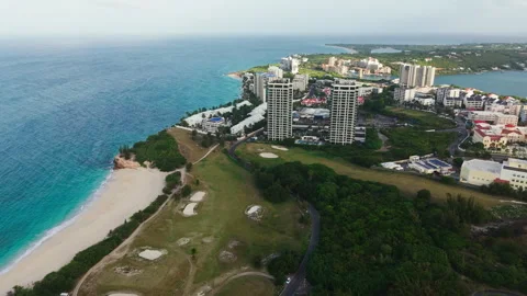St. Maarten Island, Drone Shot of Mullet Bay and Cupecoy Beach, Beachfront Video stock 339693532