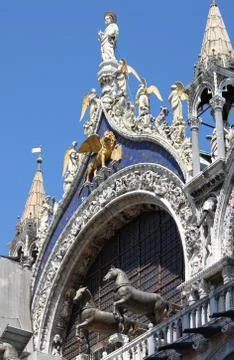 St. Mark statue with winged lion in Venice Foto stock
