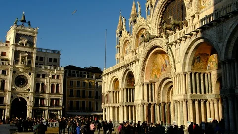 St Mark's Basilica and the Clocktower Video stock 124750435