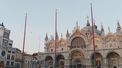 St Mark's Basilica Facade in Piazza San Marco, Venice Video stock 343340296
