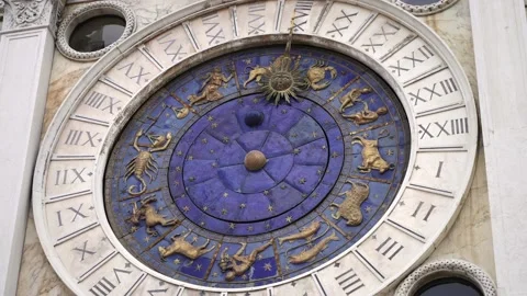 St Mark's Clock, Clock Tower on the Piazza San Marco Saint Mark's Square Venice Stock Footage 222469475