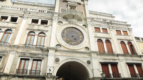 St Mark's Clock Tower On Piazza San Marco, Facade, Venice Stock Footage 87559771