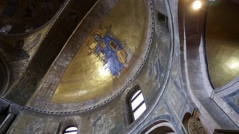 St Marks Interior, Mosaic and Dome, Venice Italy Stock Footage 70337499