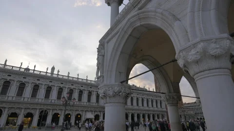 St Mark's Piazzetta with Palazzo Ducale and St Mark's tower in Venice Stock Footage 59084173