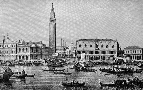 St Marks Square and Campanile Venice in the 18th century Italy Historical Stock Illustration