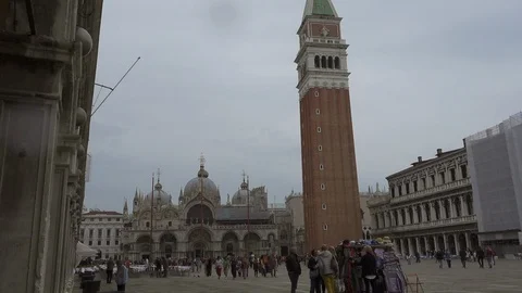 St. Marks Square Piazza San Marco Campanile Venice Stock-Footage 98988211