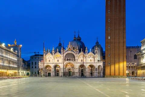 St. Mark's square in Venice during sunrise Stock Photos