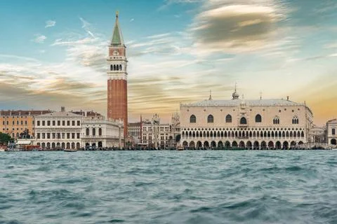 The St. Mark's Square in Venice during Bad Weather and High Tide, Venice Stock Photos