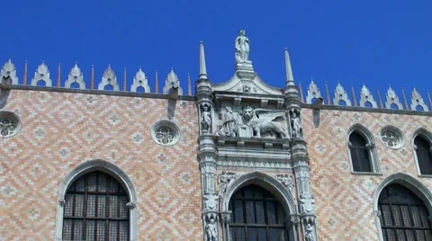 St Mark's Square, Venice lion on building Stock Footage 40136419