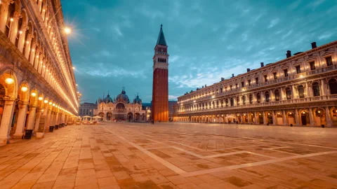 St. Mark's Square in Venice, Timelapse from night to day Stock Footage 258096183