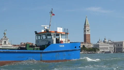 St Marks Square from Waterbus Stock Footage 93393628