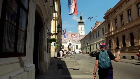St. Mark's Square in Zagreb. Stock Footage 203221963