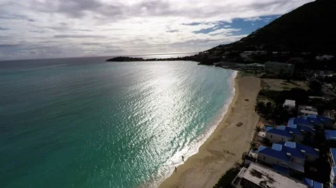 St Martin - Beach right side aerial view of philipsburg Stock Footage 60567459