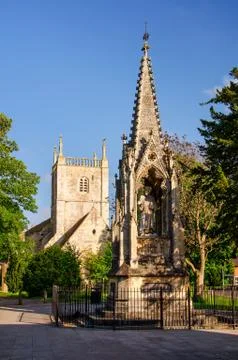 St Mary's Square with monument and church in Gloucester, England Stock Photos
