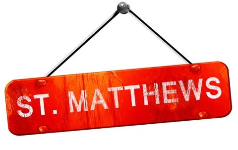 St. matthews, 3D rendering, a red hanging sign Stock Illustration