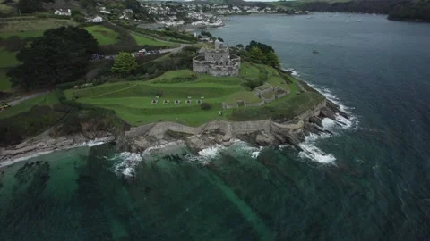 St Mawes Castle on the Cornish coastline. Historical English Fort on a 스톡 동영상 255050332