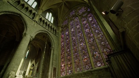 St. Michael and St. Gudula Cathedral located at the Treurenberg hill in Brussels Stock Footage 94287399