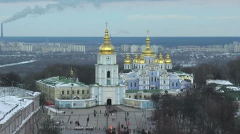 St. Michael's Cathedral  in Kiev Stock Footage 33871673