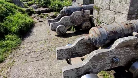 St Michaels Mount Cannons Video stock 286068983