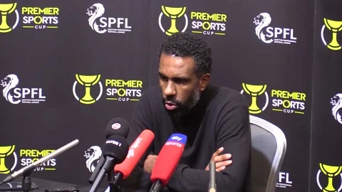 St Mirren 3-1 Celtic Wilfried Nancy post match press conference Stock Footage 323673710