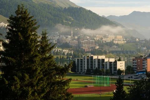 St. Moritz High Altitude Training Base with resort in the background Stock Photos