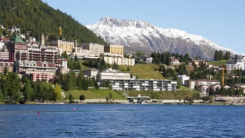 St Moritz lake - alpine scenario Stock Footage 81260533