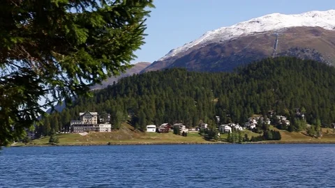 St Moritz lake - alpine scenario Stock Footage 81261569