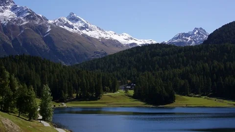 St Moritz lake - alpine scenario Stock Footage 81261745
