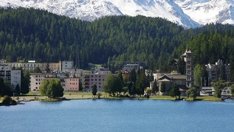 St Moritz lake - alpine scenario Stock Footage 81261767