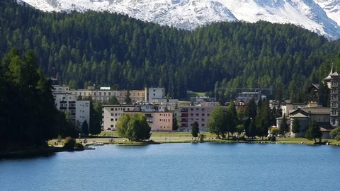 St Moritz lake - alpine scenario Stock Footage 81261786