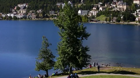 St Moritz lake - alpine scenario Stock Footage 81261817