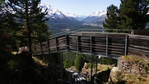 St Moritz, monorail - mountains Stock Footage 81260760