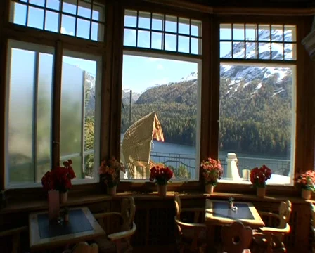 St. Moritz View Behind Window Stock-Footage 460182